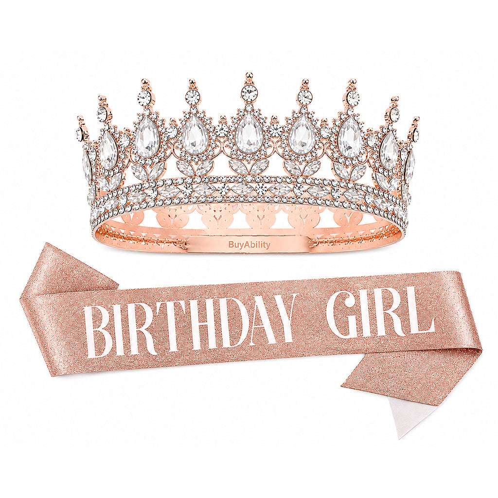 Birthday Girl Rose Gold Tiara & Sash Set