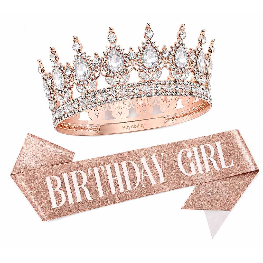 Birthday Girl Rose Gold Tiara & Sash Set