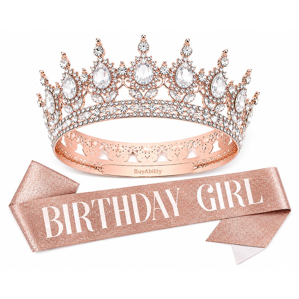 Birthday Girl Rose Gold Tiara & Sash Set