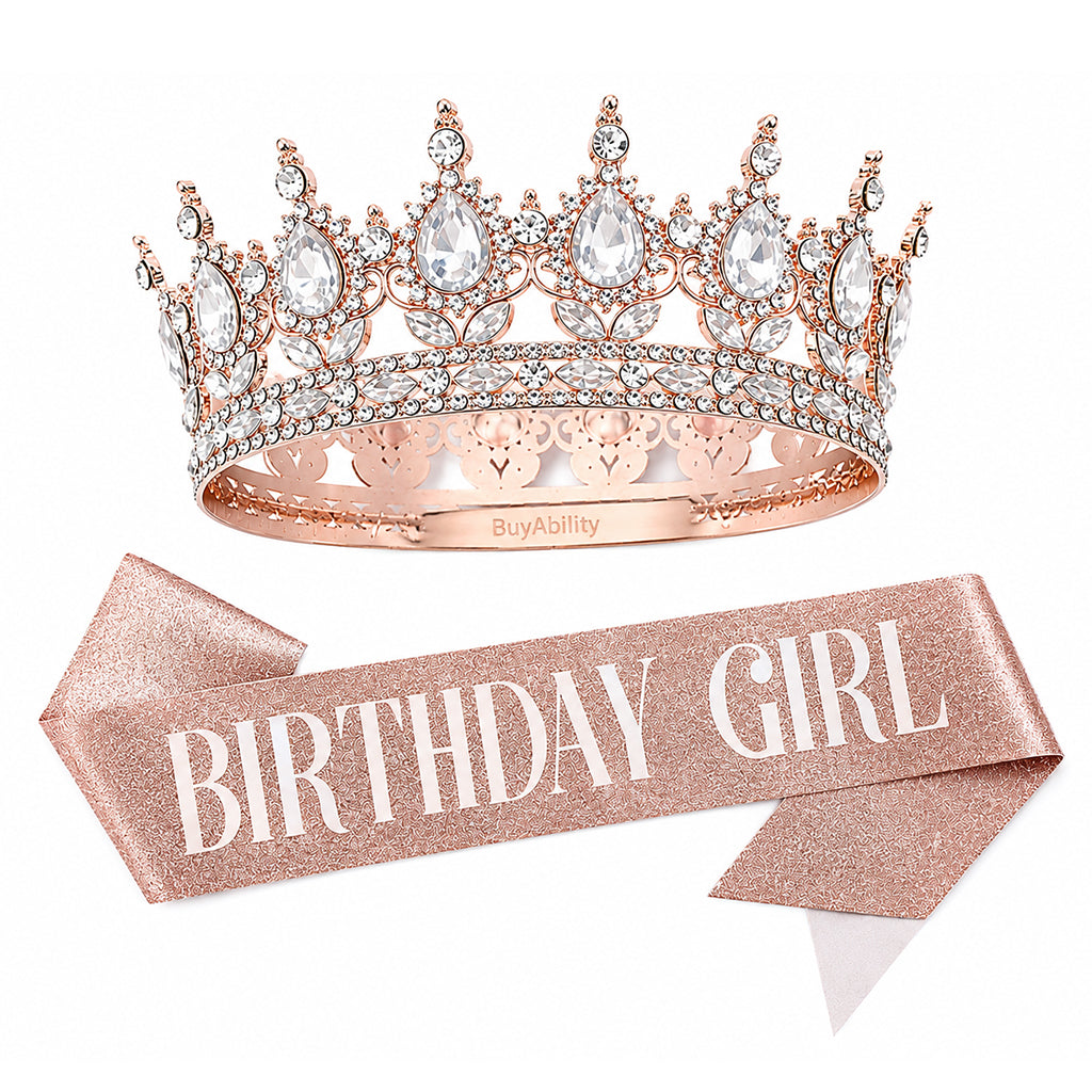 Birthday Girl Rose Gold Tiara & Sash Set