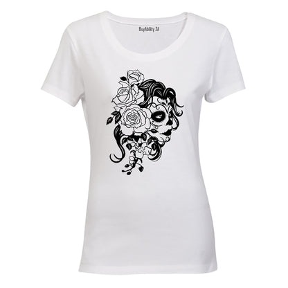 Roses Sugar Skull - Halloween - Ladies - T-Shirt