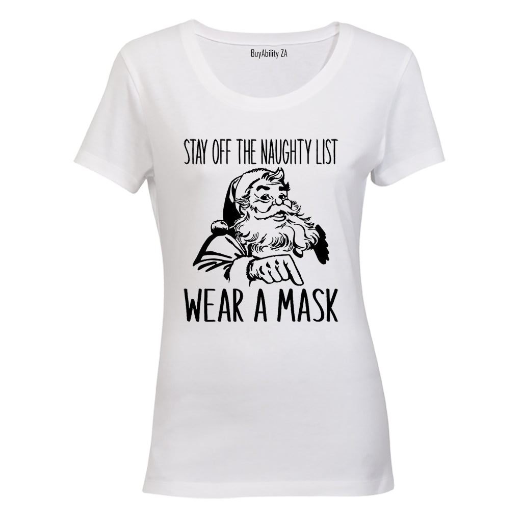Santa - Wear A Mask - Christmas - Ladies - T-Shirt