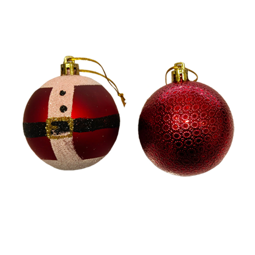 Santa Belt Red Christmas Baubles - Set of 9