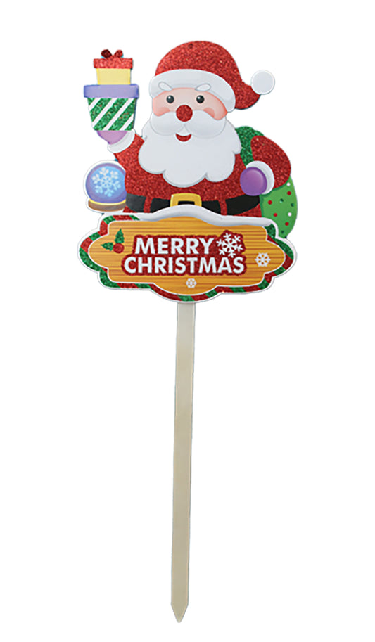 Santa Merry Christmas - Garden Stick Decoration