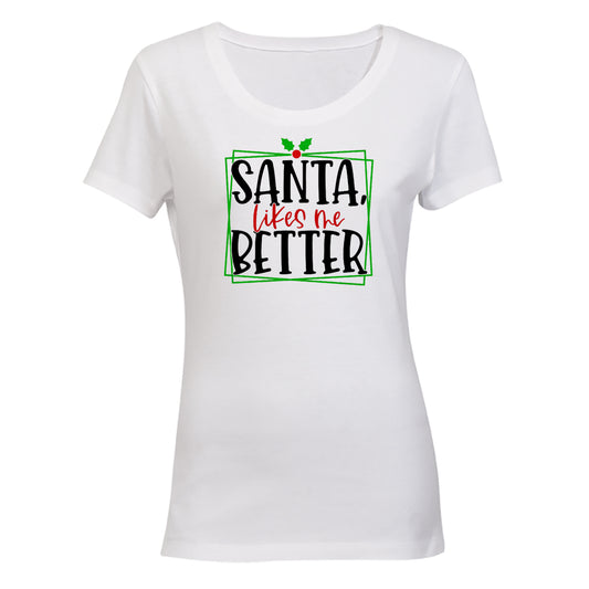 Santa Likes Me Better - Christmas - Ladies - T-Shirt - BuyAbility South Africa