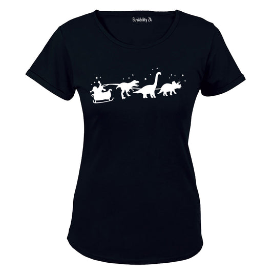 Santas Dinosaur Reindeers - Christmas - Ladies - T-Shirt