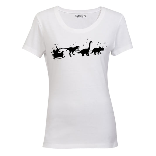 Santa's Dinosaur Reindeers - Christmas - Ladies - T-Shirt