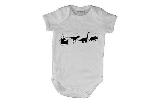 Santa's Dinosaur Reindeers - Christmas - Baby Grow