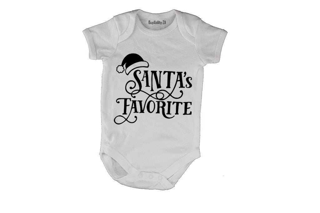 Santa's Favorite - Christmas Hat - Baby Grow