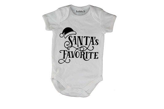 Santa's Favorite - Christmas Hat - Baby Grow