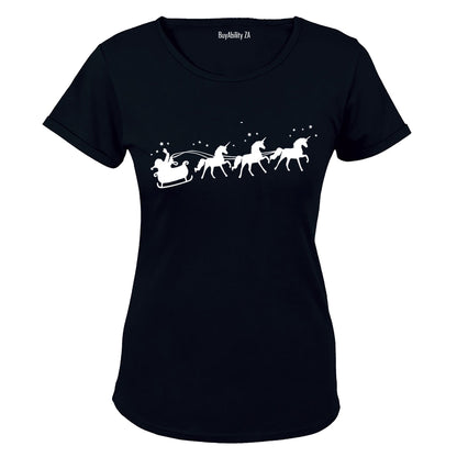 Santa's Unicorn Reindeers - Christmas - Ladies - T-Shirt
