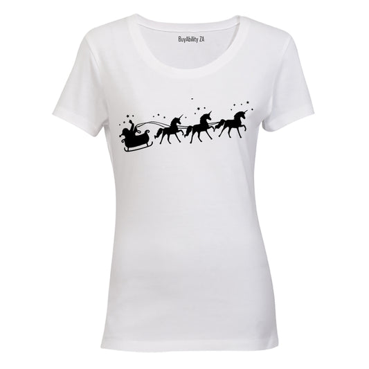 Santa's Unicorn Reindeers - Christmas - Ladies - T-Shirt