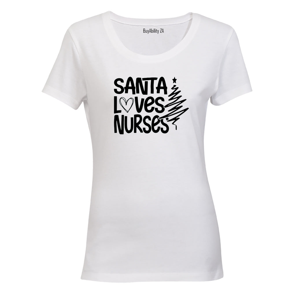 Santa Loves Nurses - Christmas - Ladies - T-Shirt
