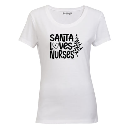 Santa Loves Nurses - Christmas - Ladies - T-Shirt