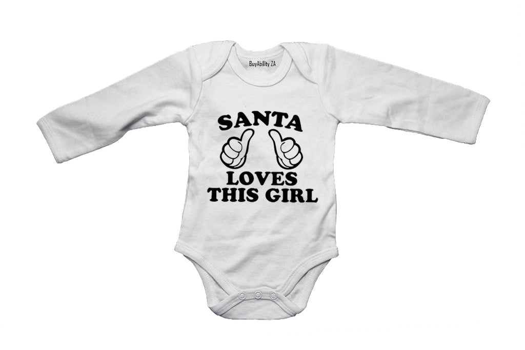 Santa Loves This Girl - Christmas - Baby Grow
