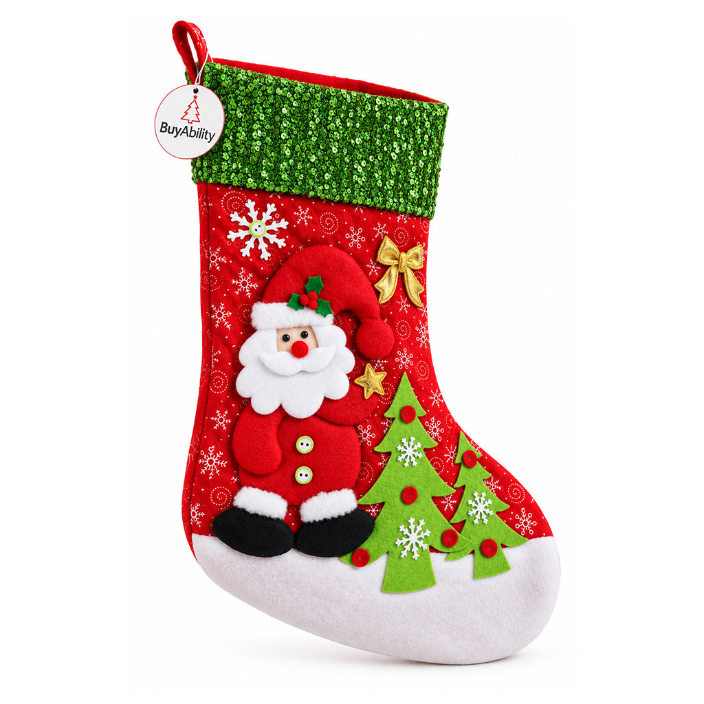 Christmas Stocking with Santa & Christmas Tree