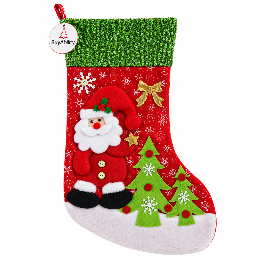 Christmas Stocking with Santa & Christmas Tree