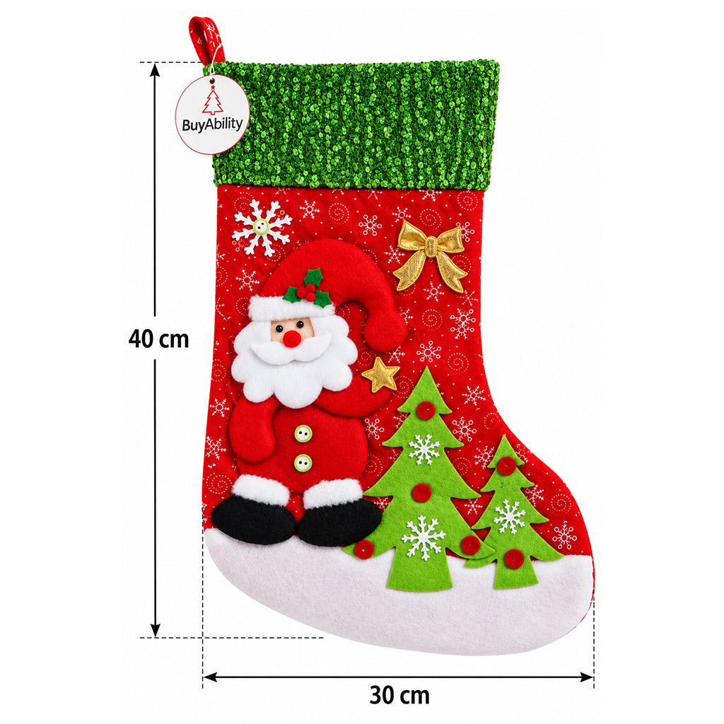 Christmas Stocking with Santa & Christmas Tree