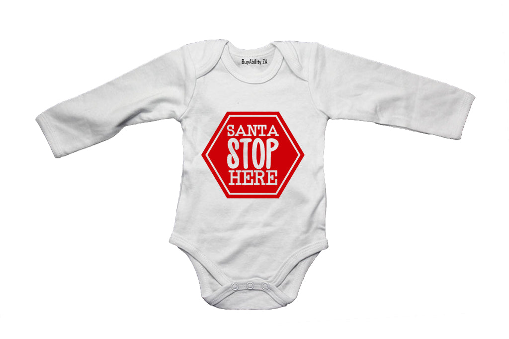 Santa Stop Here - Christmas - Baby Grow