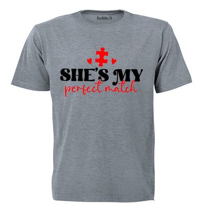 She's My Perfect Match - Valentine - Adults - T-Shirt