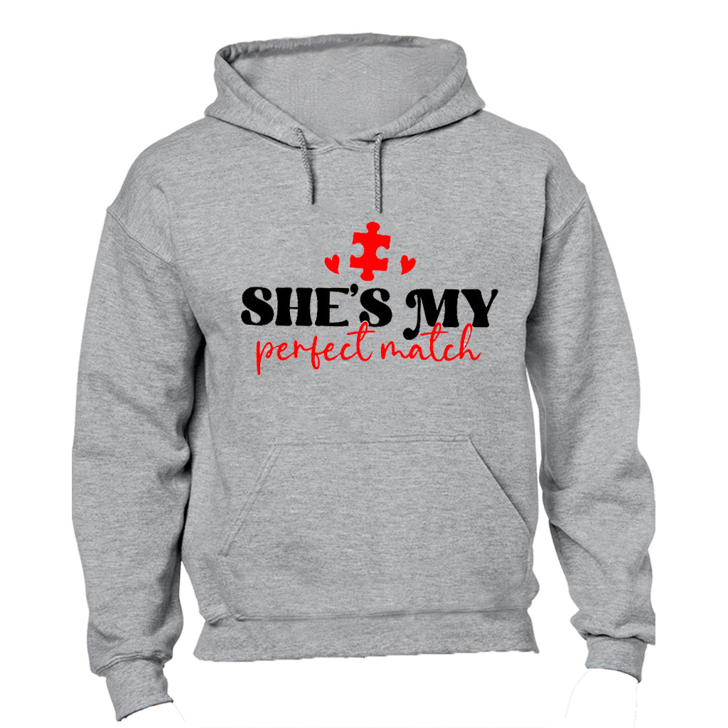 She's My Perfect Match - Valentine - Hoodie - BuyAbility South Africa