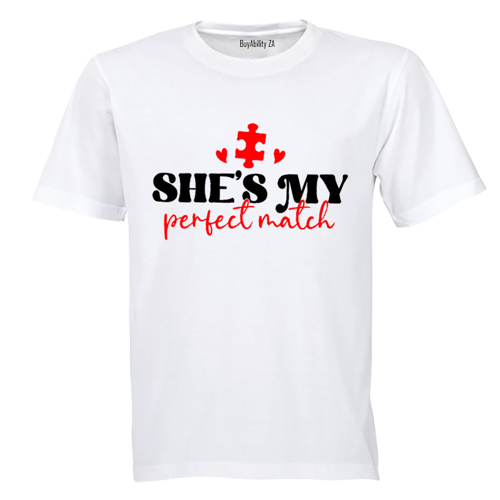 She's My Perfect Match - Valentine - Adults - T-Shirt