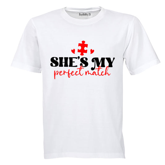 She's My Perfect Match - Valentine - Adults - T-Shirt