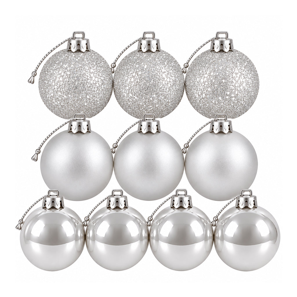 5cm Christmas Baubles - 10 Piece - Silver