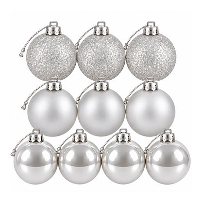 5cm Christmas Baubles - 10 Piece - Silver