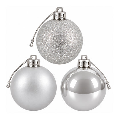 5cm Christmas Baubles - 10 Piece - Silver