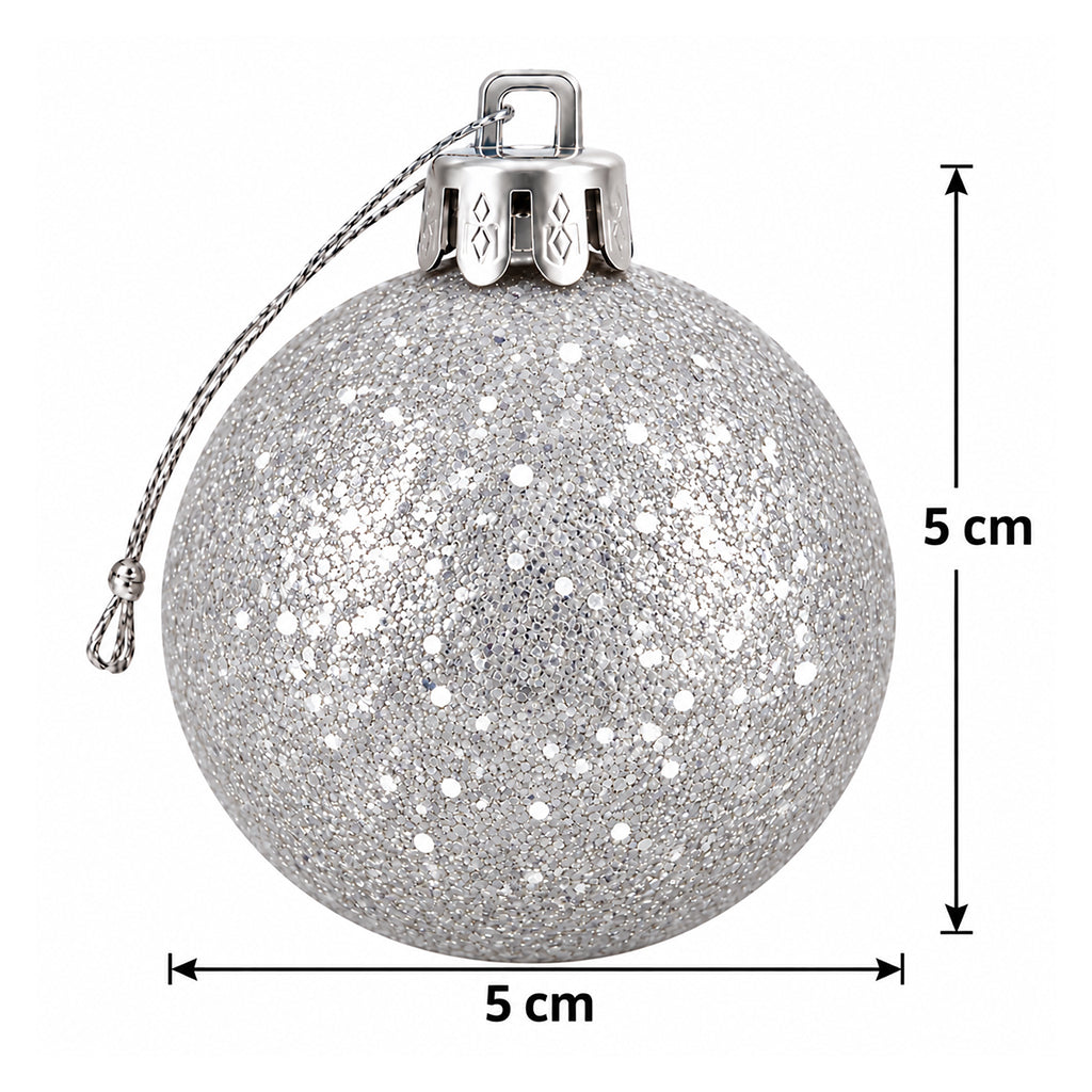 5cm Christmas Baubles - 10 Piece - Silver