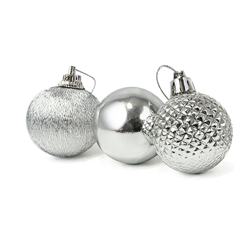 Mini Silver Christmas Baubles & Drums - 20pc Set