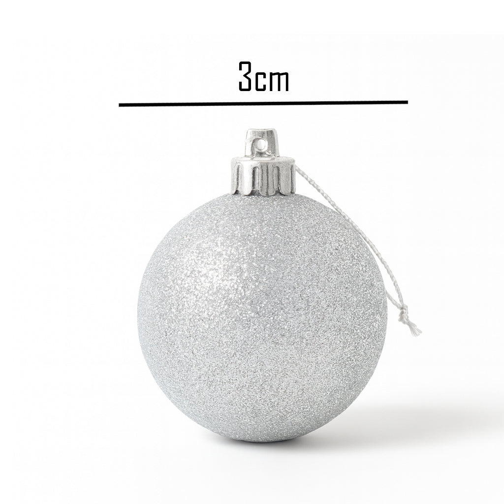 Mini Silver Christmas Baubles & Drums - 20pc Set