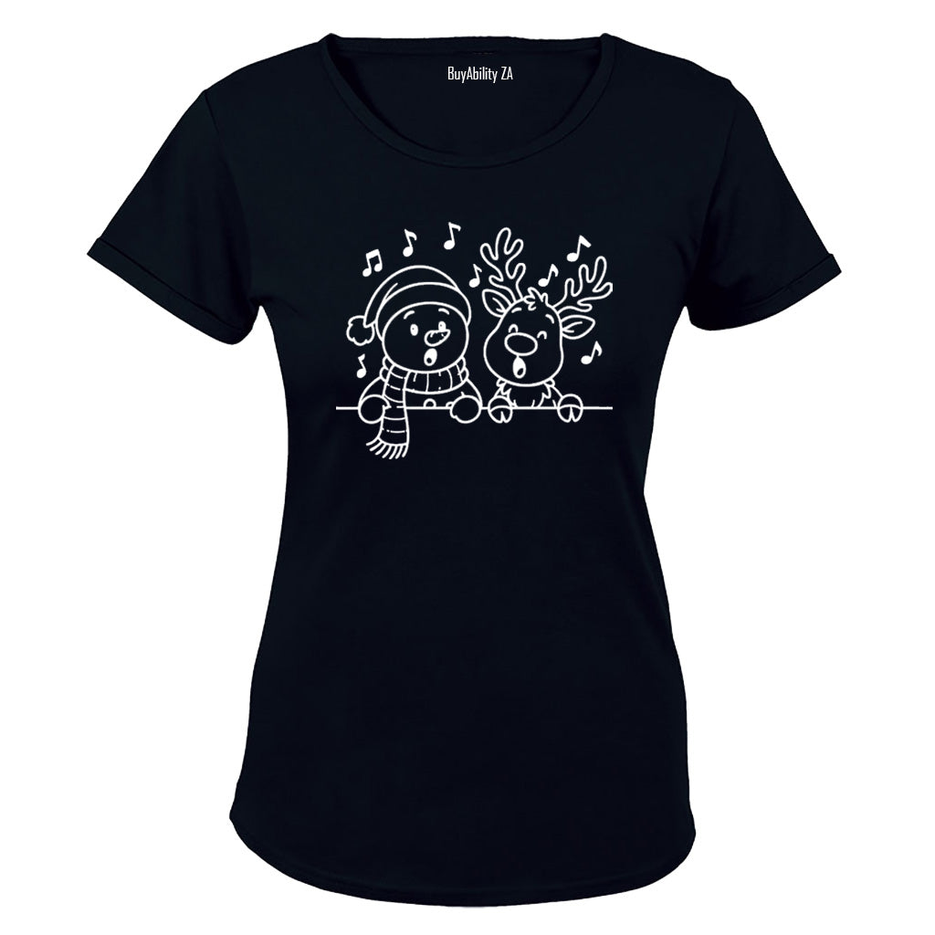 Singing Christmas Reindeer - Ladies - T-Shirt - BuyAbility South Africa