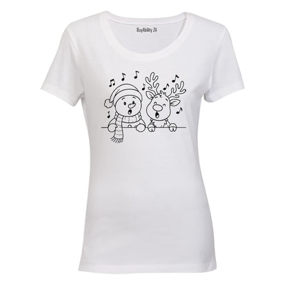 Singing Christmas Reindeer - Ladies - T-Shirt - BuyAbility South Africa