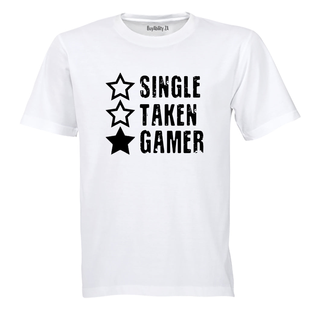 Single. Taken. Gamer - Adults - T-Shirt - BuyAbility South Africa