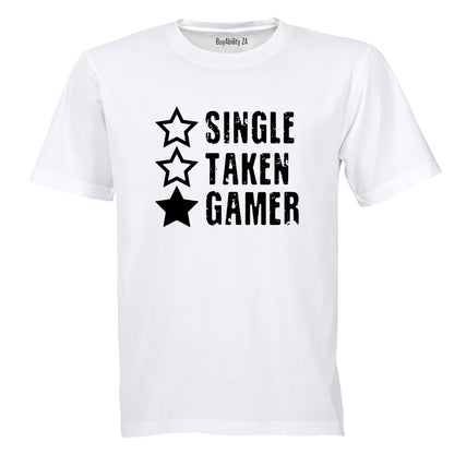 Single. Taken. Gamer - Adults - T-Shirt - BuyAbility South Africa