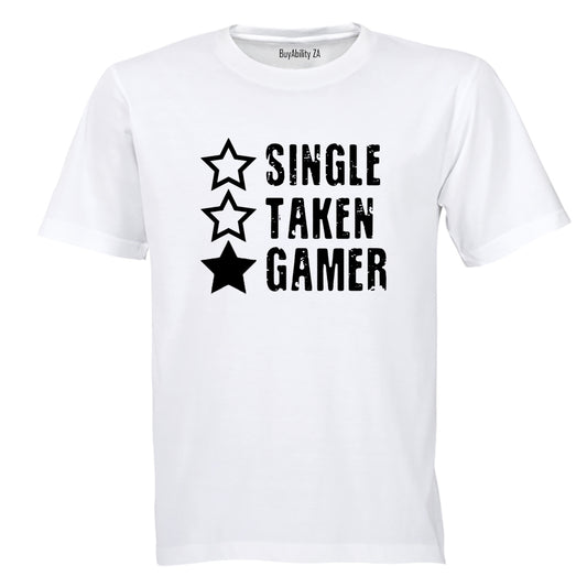 Single. Taken. Gamer - Adults - T-Shirt - BuyAbility South Africa