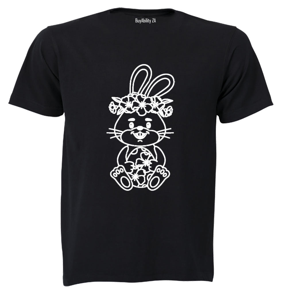 Sitting Floral Easter Bunny - Kids T-Shirt