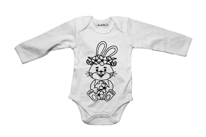 Sitting Floral Easter Bunny - Baby Grow