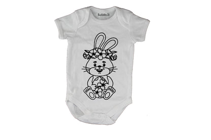 Sitting Floral Easter Bunny - Baby Grow