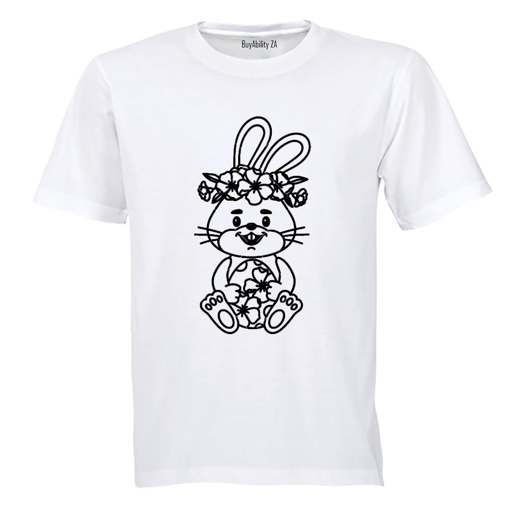 Sitting Floral Easter Bunny - Kids T-Shirt