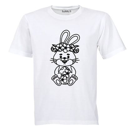Sitting Floral Easter Bunny - Kids T-Shirt