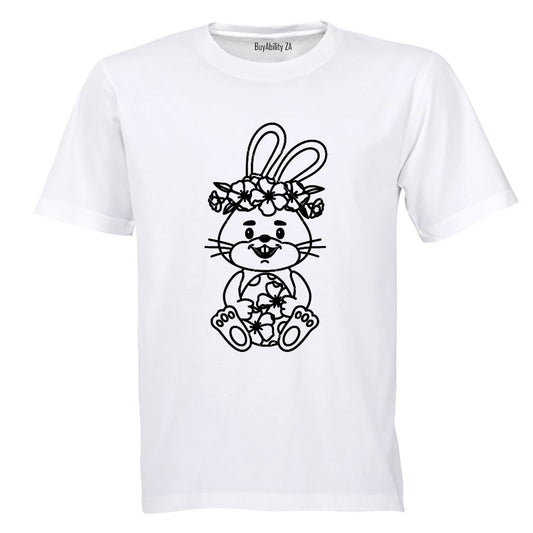 Sitting Floral Easter Bunny - Kids T-Shirt
