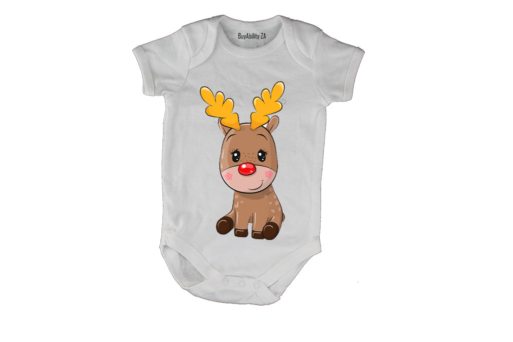 Sitting Christmas Reindeer - Baby Grow
