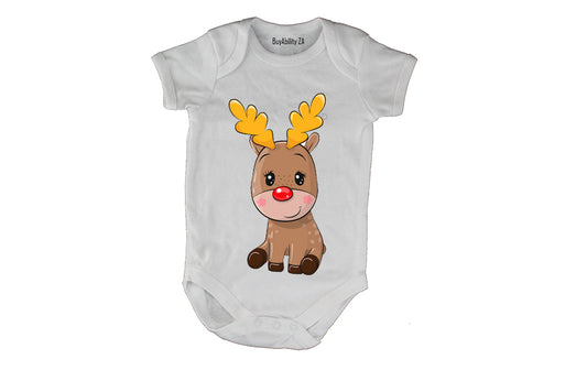 Sitting Christmas Reindeer - Baby Grow