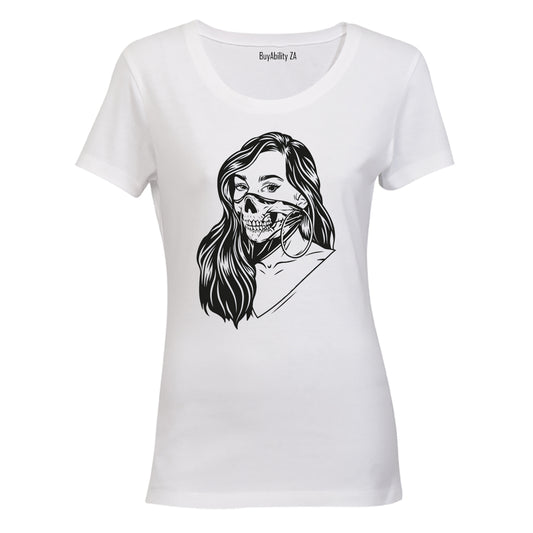 Skeleton Mask Girl - Halloween - Ladies - T-Shirt