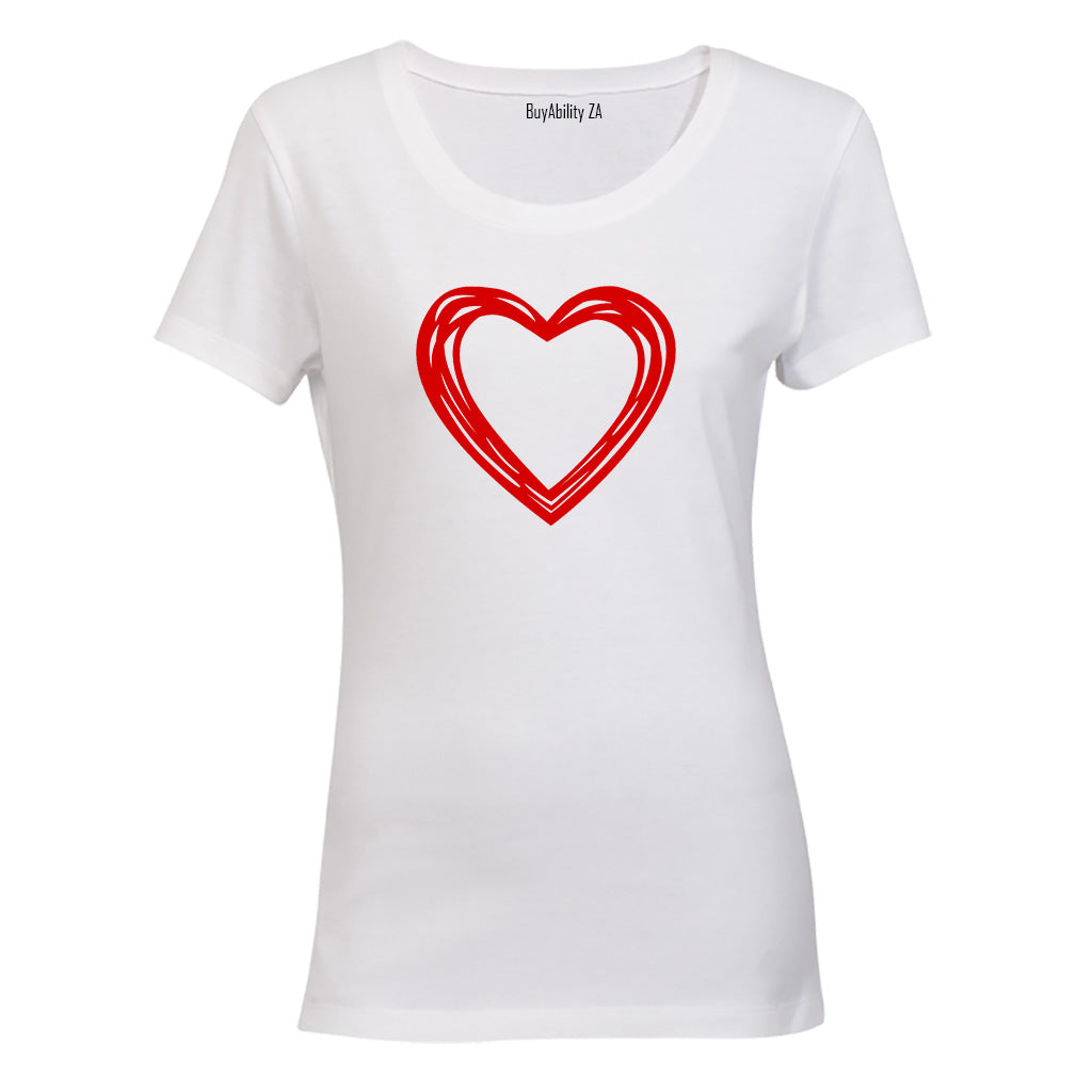 Sketch Heart - Valentine Inspired - Ladies - T-Shirt - BuyAbility