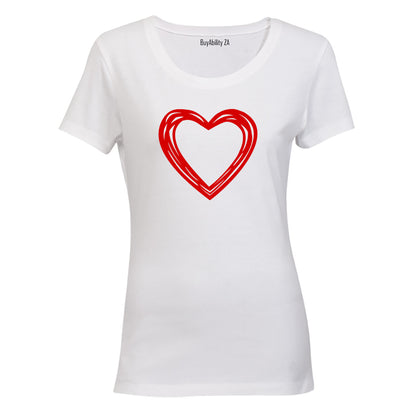 Sketch Heart - Valentine Inspired - Ladies - T-Shirt - BuyAbility
