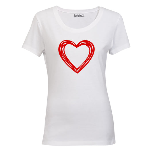 Sketch Heart - Valentine Inspired - Ladies - T-Shirt - BuyAbility
